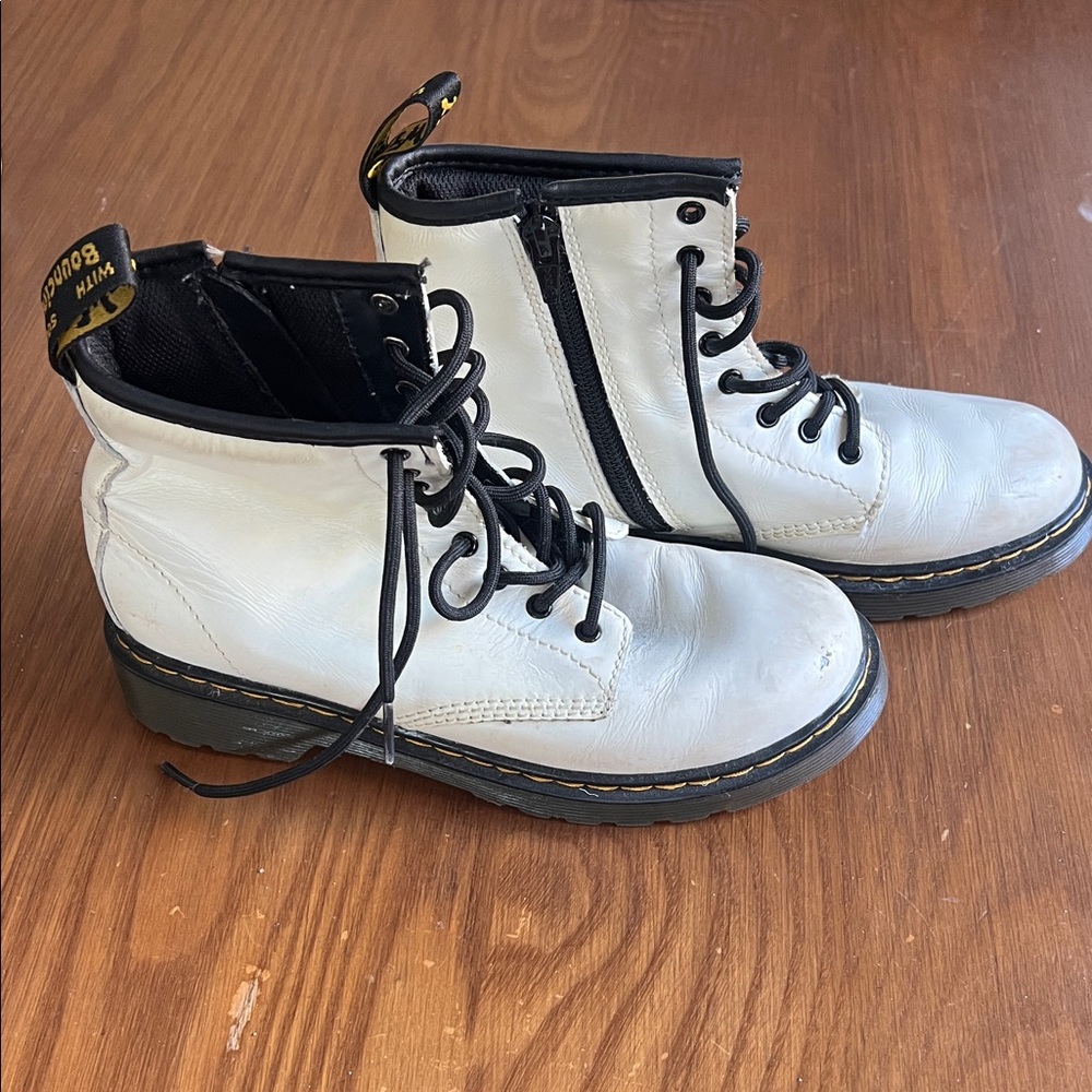 Dr. Martens White Kids Lace-Up Boots